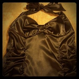 Black Satin halter party dress
